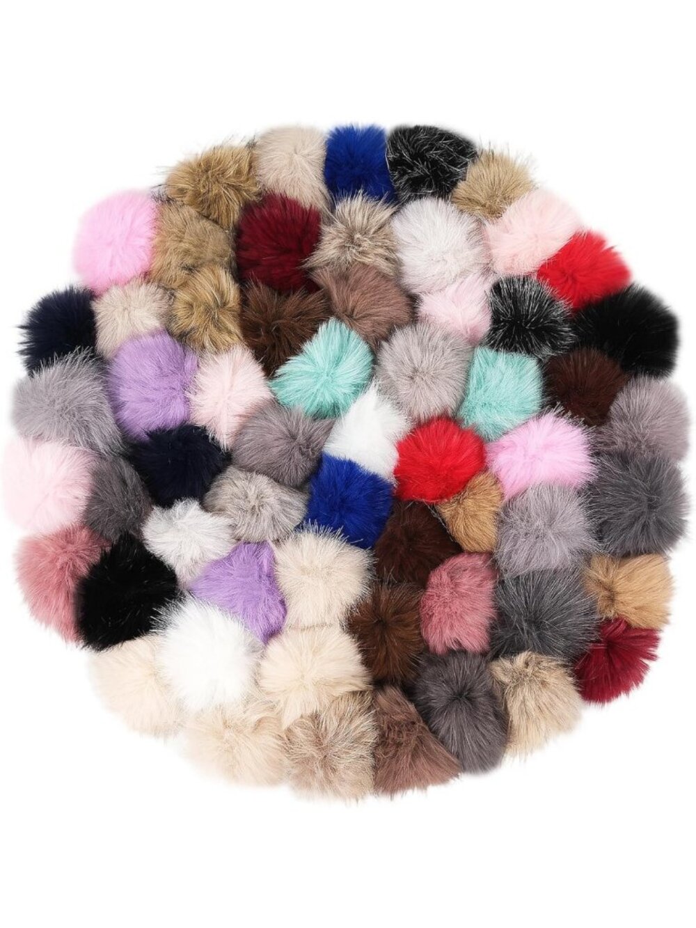 60Pcs Fluffy Faux Fur Pom Poms for Knitting & Crochet - 4.5” Craft Accessories